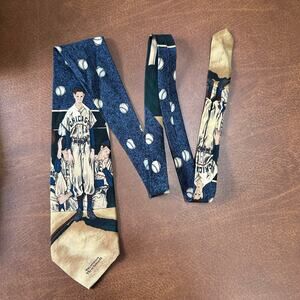 Vintage Norman Rockwell Silk Tie Chicago Baseball Corporate Casual Van Heusen‎